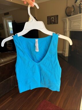 Others Follow Bright Blue Ribbed Crop Tank